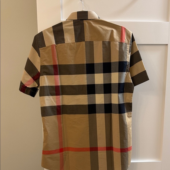 Burberry Men's Plaid Shirt - Tan, Black, and Red - Picture 3 of 3